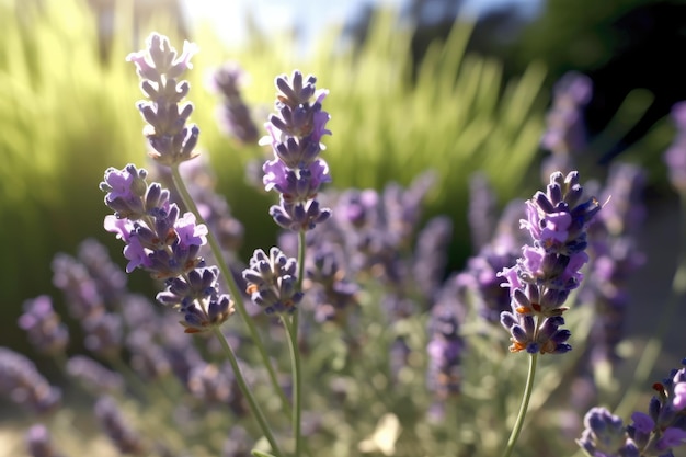 primer plano de una planta de lavanda IA realista generada