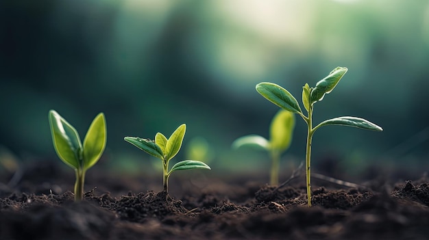 Un primer plano de plantas con la palabra semilla en la parte superior derecha