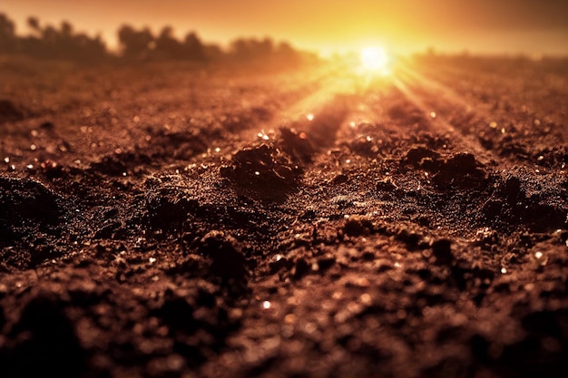 Primer plano de plántulas de plantas en un suelo secoSalvar el planetaConcepto de medio ambiente plantar verduras