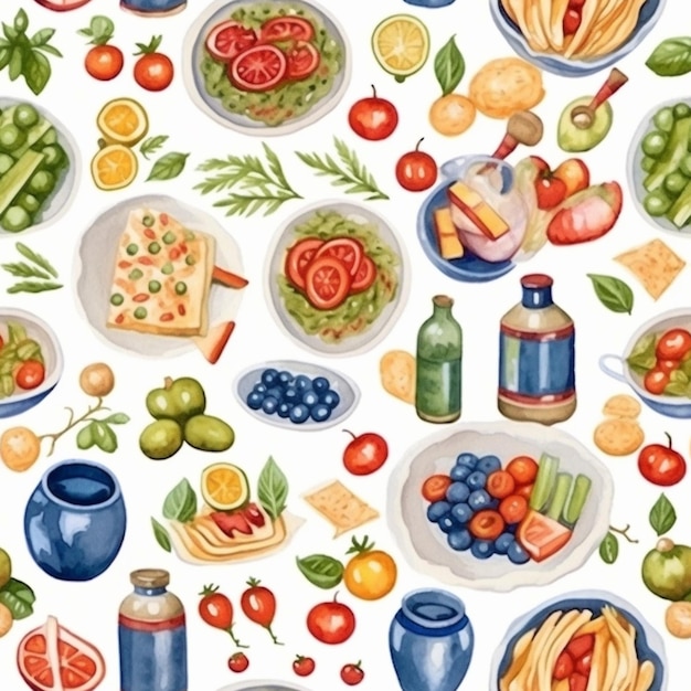 Un primer plano de un plato de comida con frutas y verduras