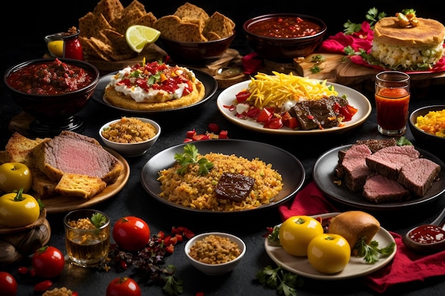 Foto un primer plano de un plato de comida en una mesa una imagen