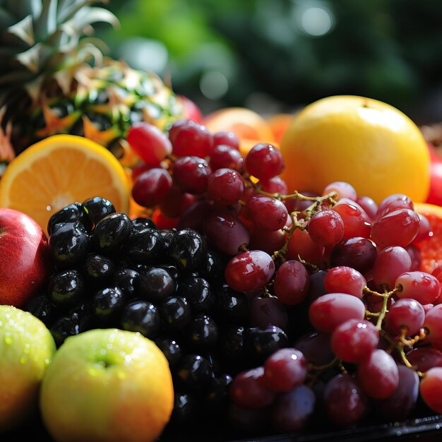 un primer plano de un plato de frutas