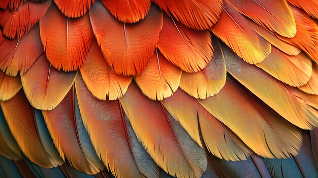 Foto primer plano de plumas de faisán dorado chino una hermosa combinación de colores para la imagen de fondo ia generativa