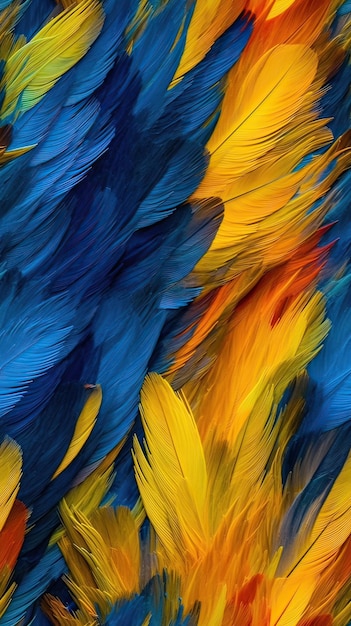 Un primer plano de las plumas de un guacamayo