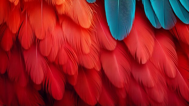 Foto primer plano de plumas de loro colorido