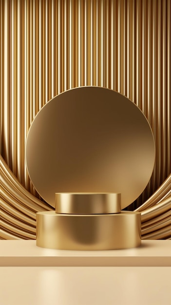 Un primer plano de un podio dorado con una cortina en el fondo ai generativo