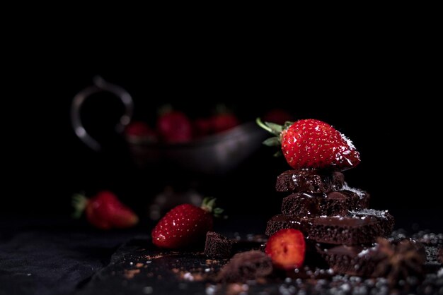 Foto primer plano del postre en la mesa