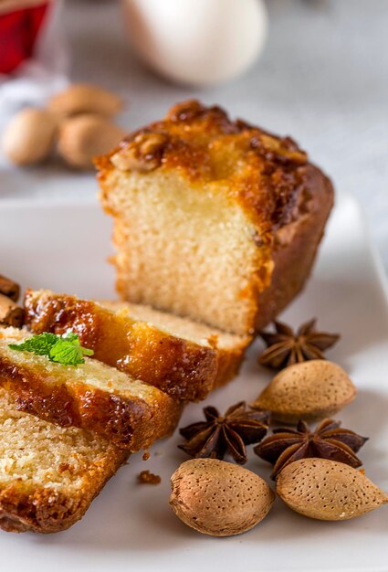 Foto primer plano del postre servido en la mesa