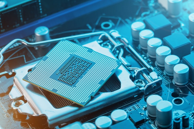 Primer plano del procesador de chip de CPU