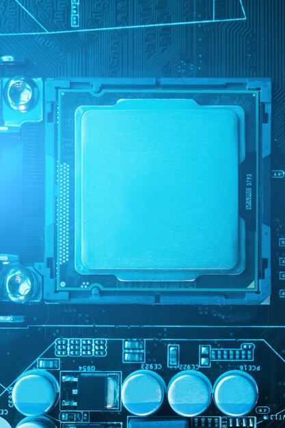 Foto primer plano del procesador de chip de cpu