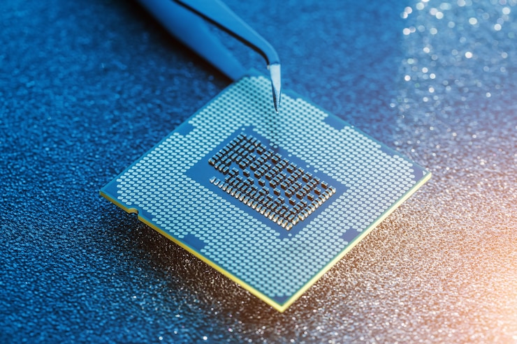 Foto primer plano del procesador de chip de cpu