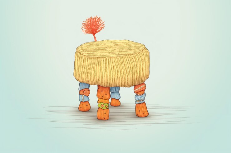 Un primer plano de un puff de punto shabbychic