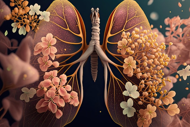 Primer plano de pulmón con delicados pétalos y polen en plena floración