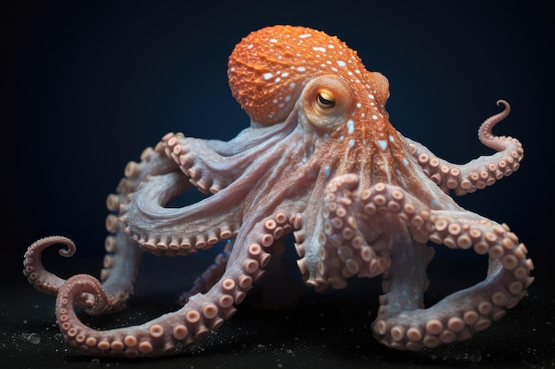 Primer plano de pulpo, un cefalópodo notable que muestra sus fascinantes colores y patrones intrincados