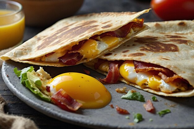 Un primer plano de una quesadilla de pollo con