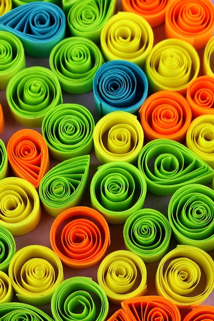 Primer plano de quilling colorido