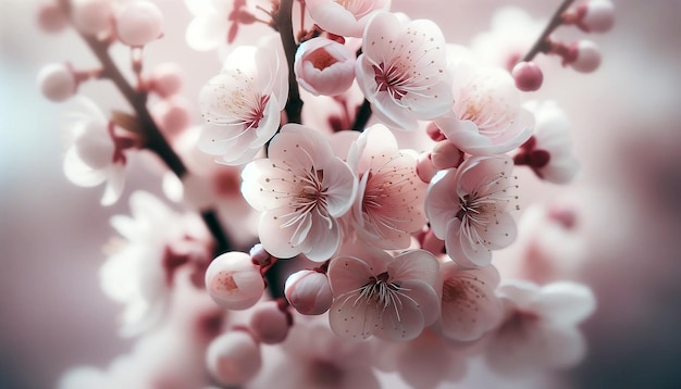 Un primer plano de un racimo de flores de color rosa claro