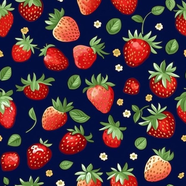 Un primer plano de un racimo de fresas en un ai generativo de fondo azul