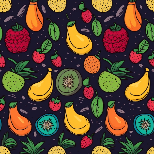 Un primer plano de un racimo de frutas en un ai generativo de fondo oscuro