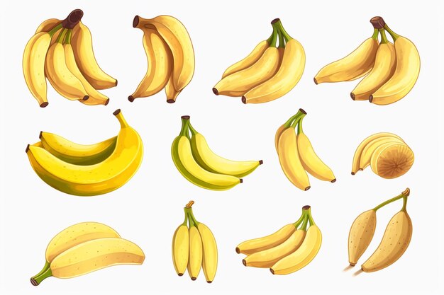 un primer plano de un racimo de plátanos sobre un fondo blanco ai generativo