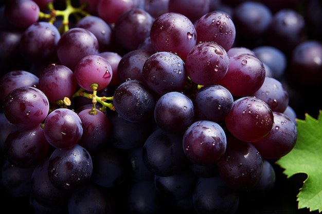 Un primer plano de un racimo de uvas con la palabra "en él".