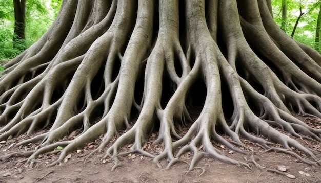 Primer plano de la raíz de un árbol grande