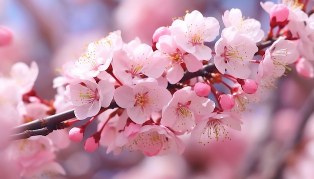 Un primer plano de una rama de flores de cerezo