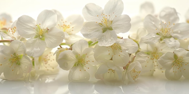 Un primer plano de un ramo de flores blancas una imagen de primer plano de flores de manzana