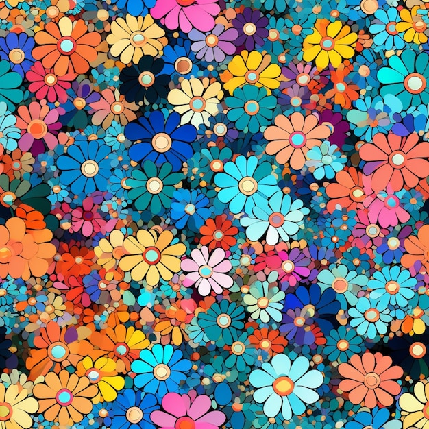 Un primer plano de un ramo de flores de colores sobre un fondo negro ai generativo