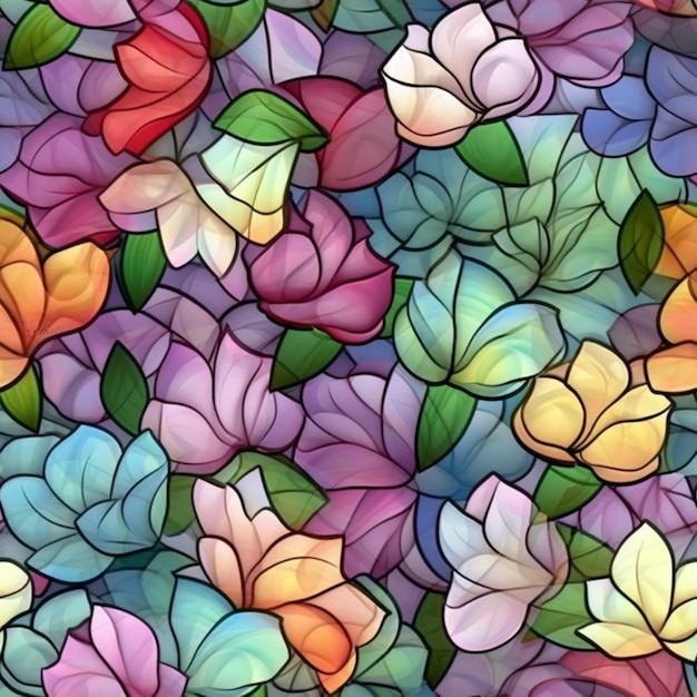 Un primer plano de un ramo de flores con muchos colores ai generativo