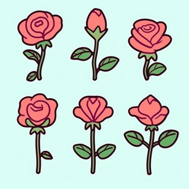 Foto un primer plano de un ramo de rosas rosas con hojas verdes generativas ai