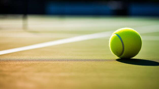 En primer plano, una raqueta de tenis sobre la pelota.