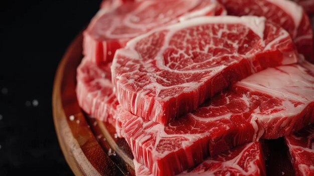Primer plano RAW Estilo de A5 Proceso de clasificación de la carne de res Wagyu Verificación de la calidad de la carne