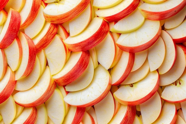Primer plano de rebanadas de manzanas dispuestas en un patrón de laberinto Mejor fotografía de manzanas
