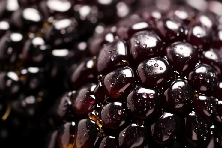 Foto primer plano de rebanadas de moras con agua bocadillo natural fruta fresca fotografía de imágenes de moras