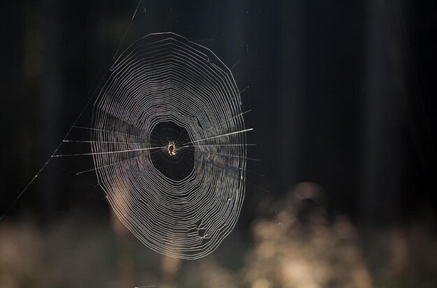 Foto primer plano de la red de araña