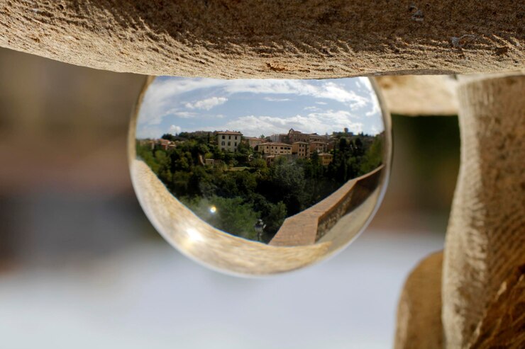 Foto primer plano del reflejo de los árboles contra el cielo