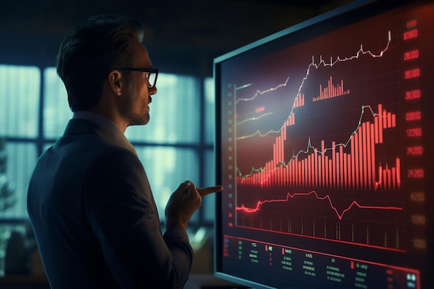 Primer plano de un representante de ventas analizando los datos