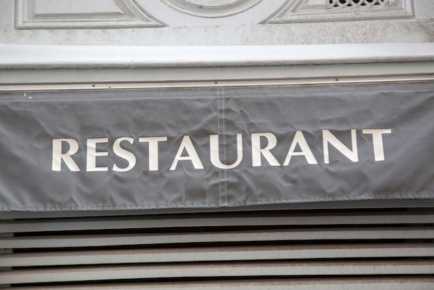 Foto primer plano, de, restaurante, señal, en, fachada