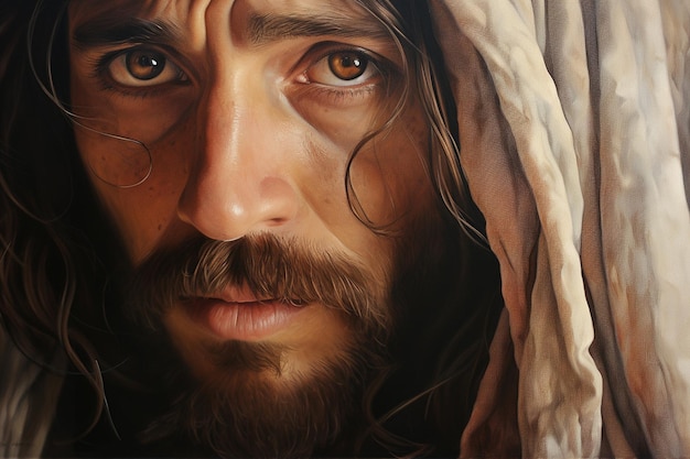 Un primer plano del retrato de Jesús