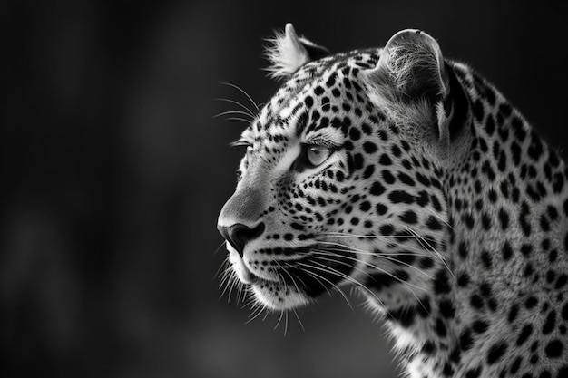 primer plano Retrato de leopardo en blanco y negro