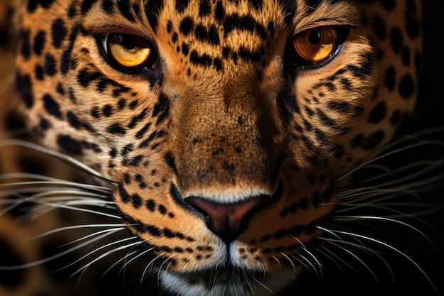 Primer plano retrato de un leopardo Panthera onca primer plano retrato de una cabeza de leopardo generado por IA