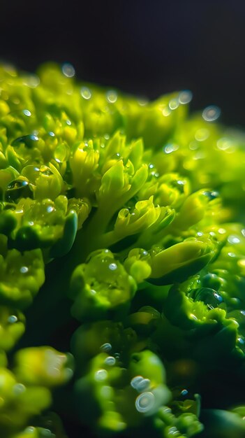 Foto un primer plano del rocío en el follaje verde