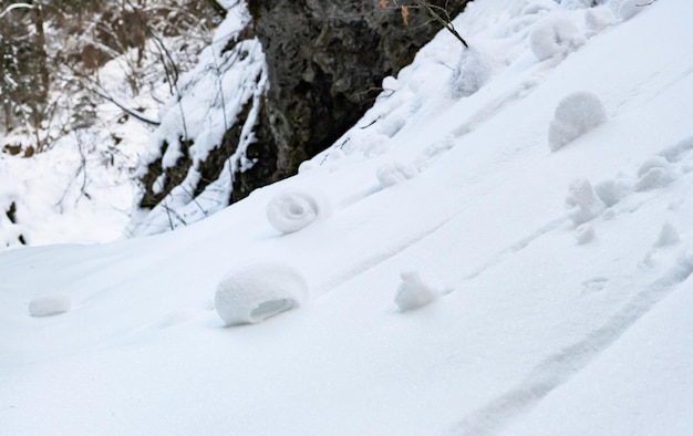 Primer plano de rodillo de nieve