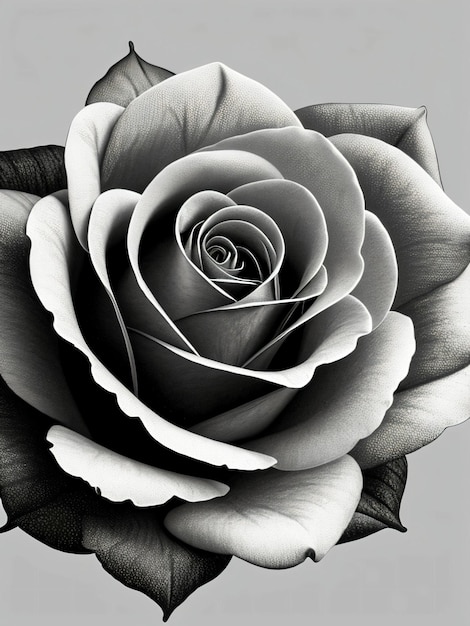 Primer plano de una rosa en blanco y negro