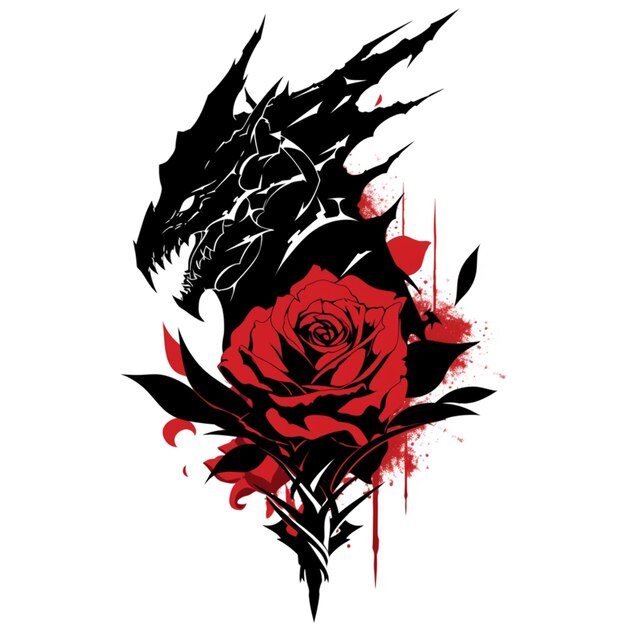 un primer plano de una rosa con un dragón en ella generativa ai
