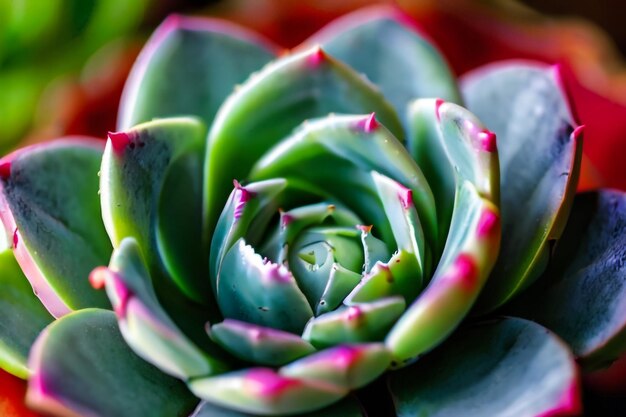 Un primer plano de la rosa Echeveria imbricata, una planta suculenta