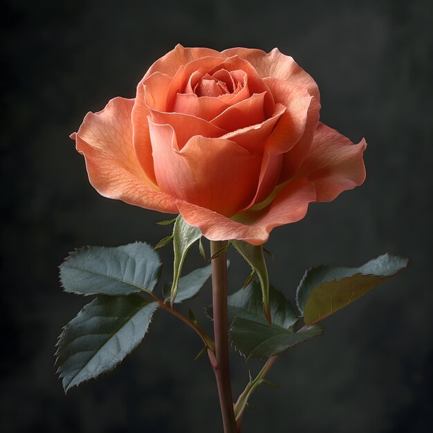 Foto un primer plano de una rosa con un fondo oscuro