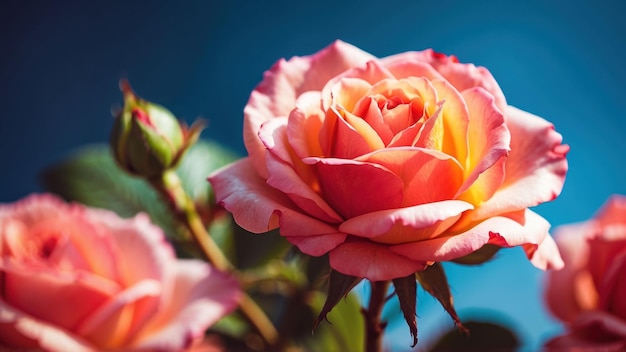 Un primer plano de una rosa naranja besada por el rocío