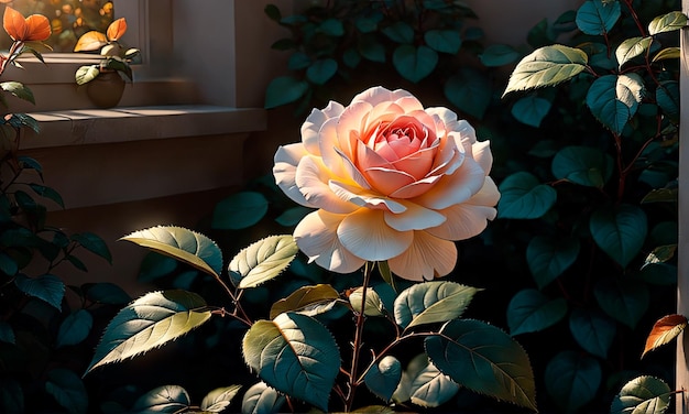 Primer plano de una rosa rosa en un jardín